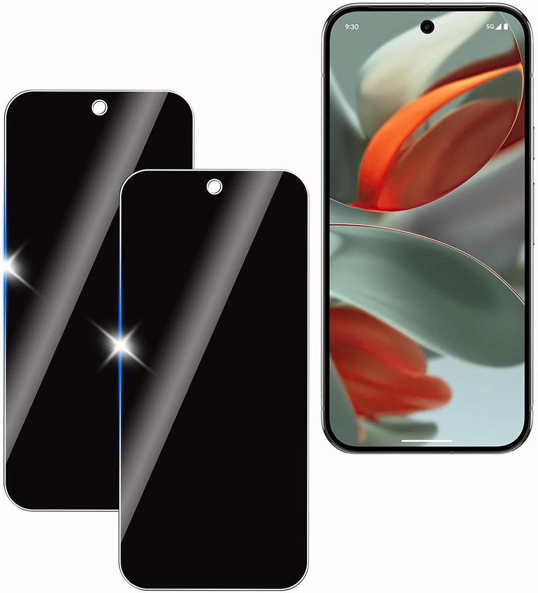 Voor Google Pixel 9 Pro 2 stuks privacy scherm anti-snoop film, anti-spion beschermglas film,privacy scherm, 9H hardheid, krasbestendig
