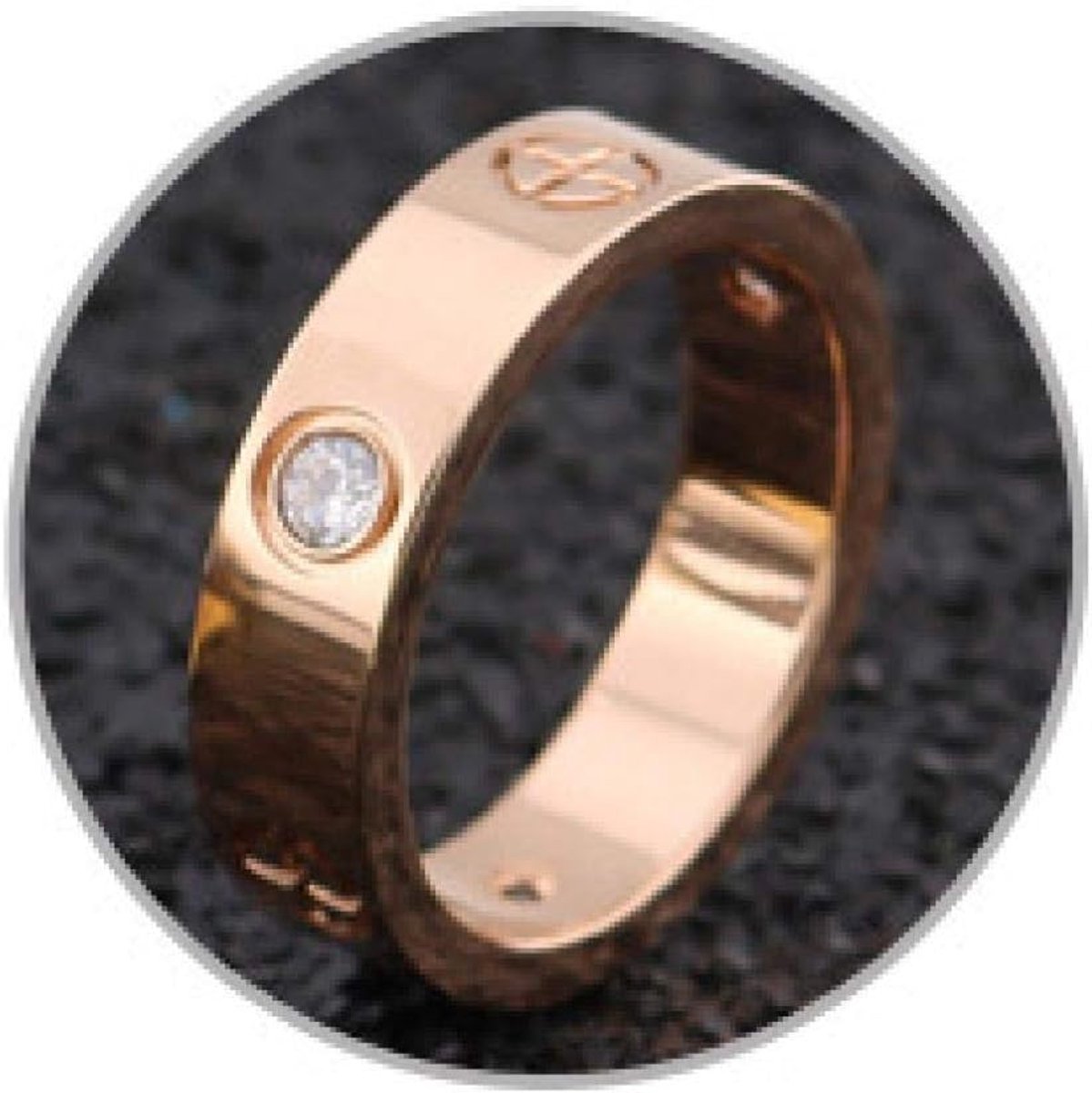 Gold Rvs Crystal Ring Voor Vrouwen Mannen Bruiloft Gift Engagement Ring, 9, Rose Gold Crystal