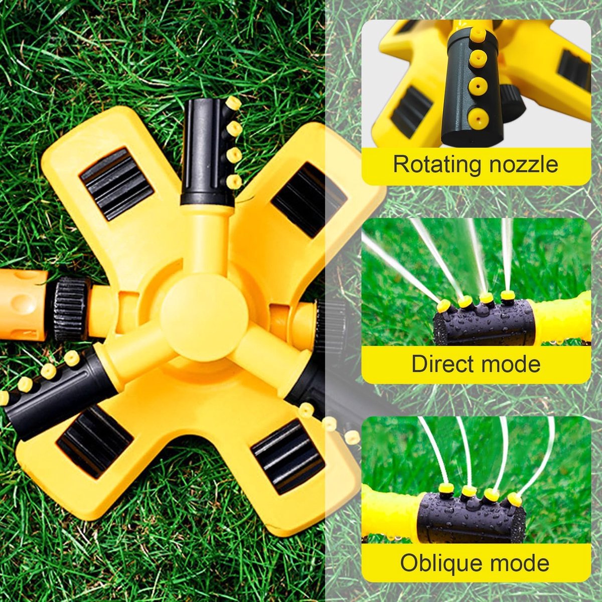 360 graden cirkelsproeier, gazonsproeier, watersprinkler, speelgoed voor kinderen, 3-armige sproeier, roterende tuinsproeier voor irrigatiesystemen voor gazon, planten, bloemen, groenten