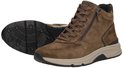 Bruine suède Gabor Rollingsoft halfhoge veterschoenen met panterprint accenten, rits en losse zool.