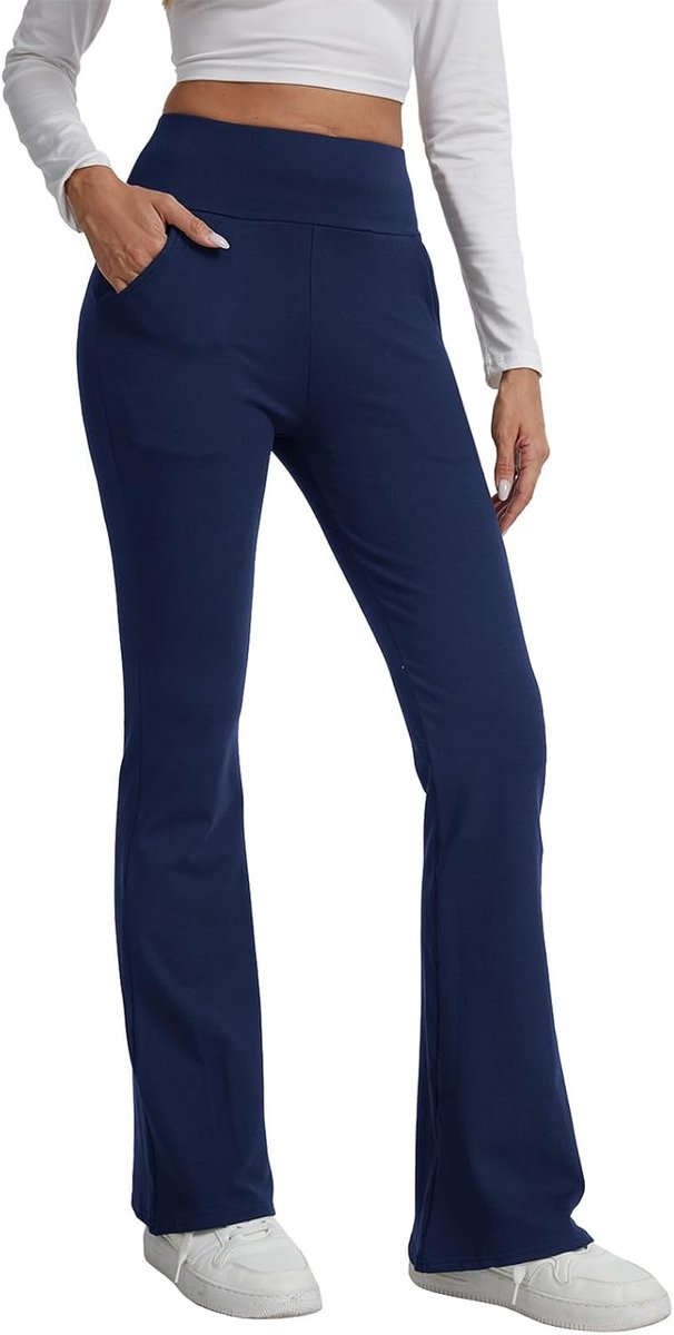Yogabroek voor dames, gevoerd, uitlopende legging