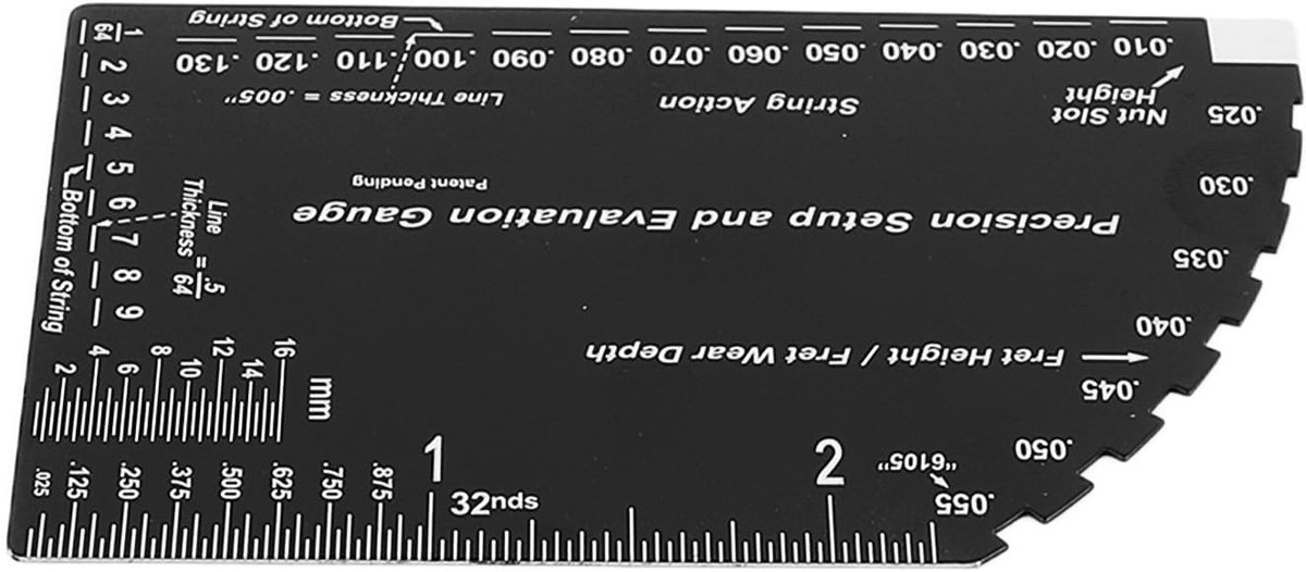 Action Gauge Ruler String Action Gauge Ruler Gitaar Fret Ruler Roestvrijstalen Gitaar Fret Ruler Snaarhoogtemeter Luthier Tool voor Elektrisch-akoestische Basgitaar