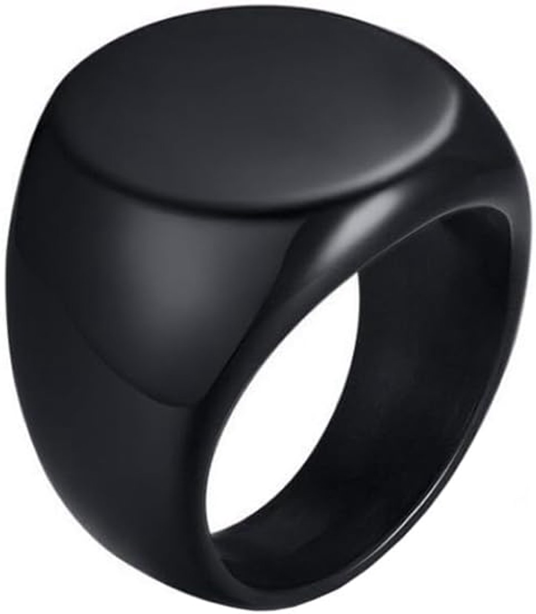 Heren ring Mendes Ronde Zegel Zwart-20mm