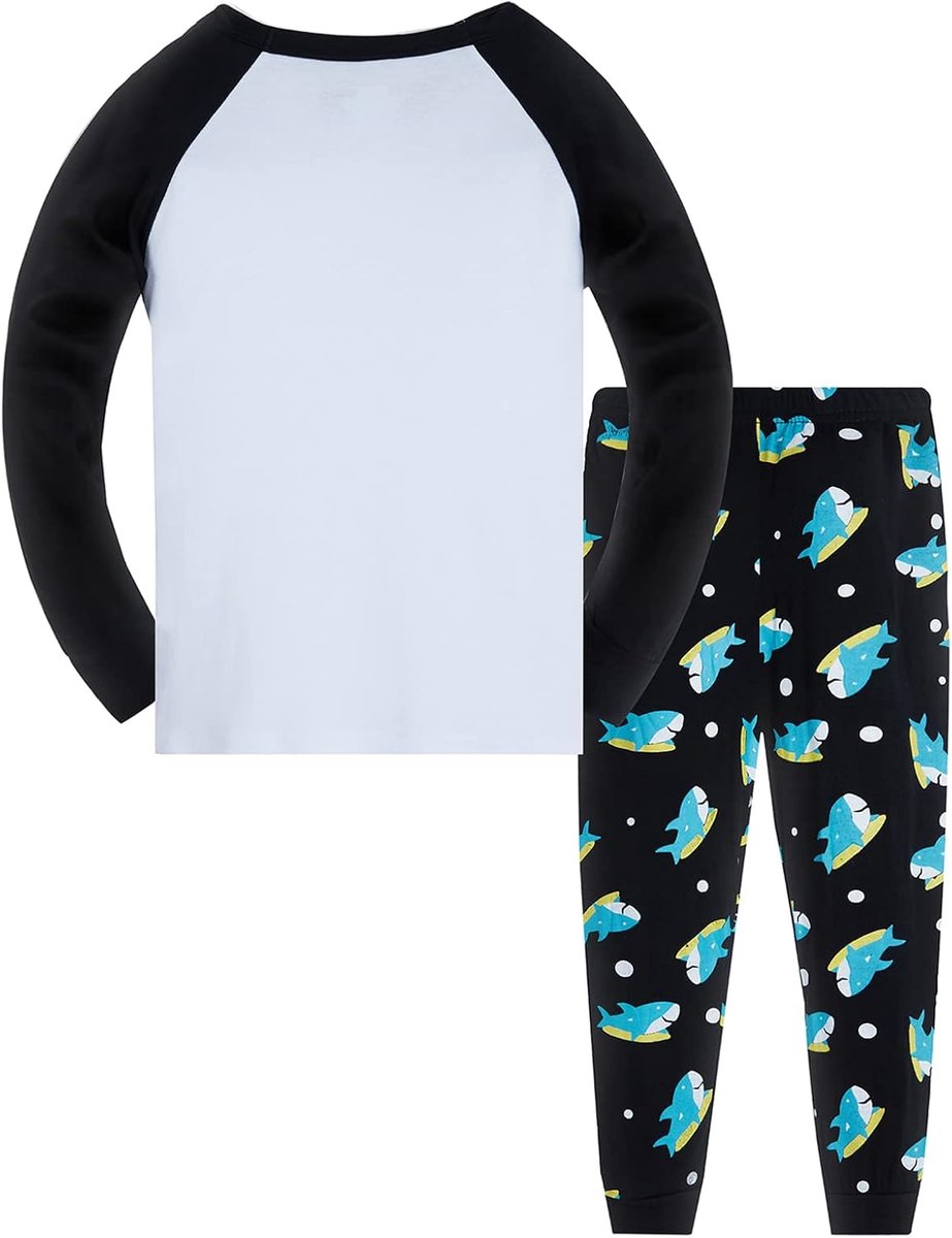 Pyjama voor kinderen, raket, astronaut, haai, dieren, katoen, bijpassende kleding, leeftijd 1-12 jaar