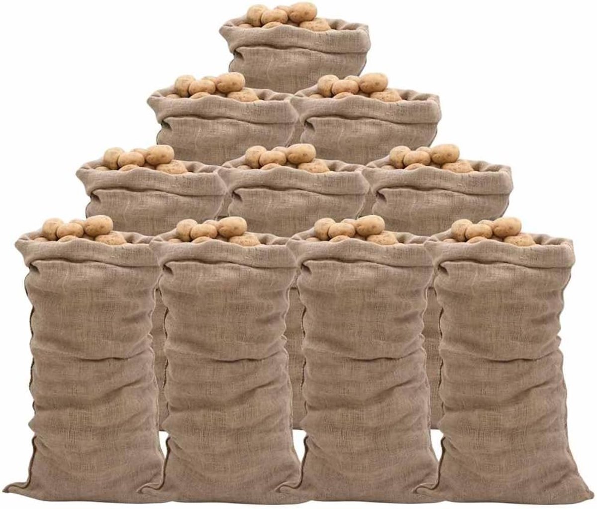 Zakken 10 st. 65x135 cm jute zak voor tuin opslag transport van groenten en planten vorstbescherming