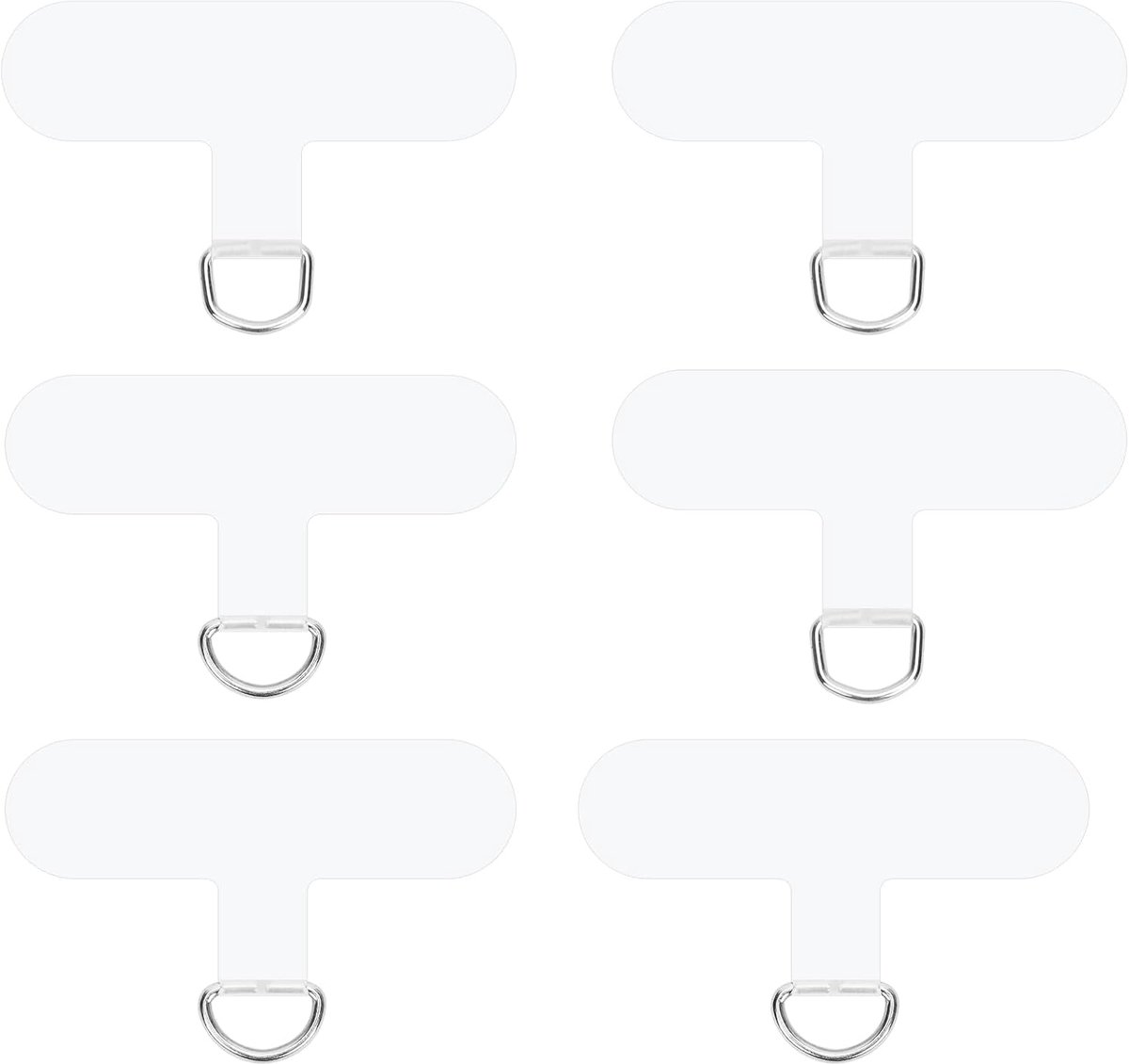6st Telefoon-Tetherlipjes, Multifunctionele Lanyardlip Tetherlipje voor Telefoonlanyard Zonder Kleefstoffen Telefoonhoes-Lanyard-Inzetstuk voor de Meeste Smartphones(Transparant)