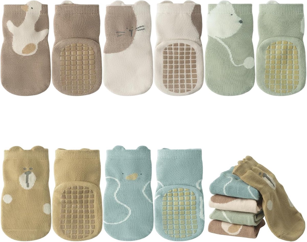 Sokken, wintersokken, herfst, meisjes, jongens, kleine katoenen sokken met handvat, uniseks, pasgeborenen, dieren, sportsokken, set van 0-5 jaar