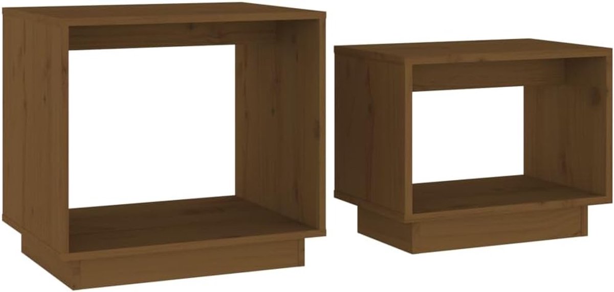 Tafel woonkamer banktafel set tafels 2 stuks. Honingbruin massief grenen voor woonkamer, slaapkamer, kantoor