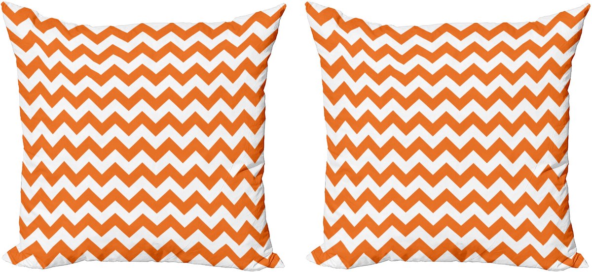 ABAKUHAUS Herfst Sierkussenhoes Set van 2, Urlaub Seizoensgebonden Farbe, Modern Accent Dubbelzijdige Digitale Print, 45x45, Oranje Wit