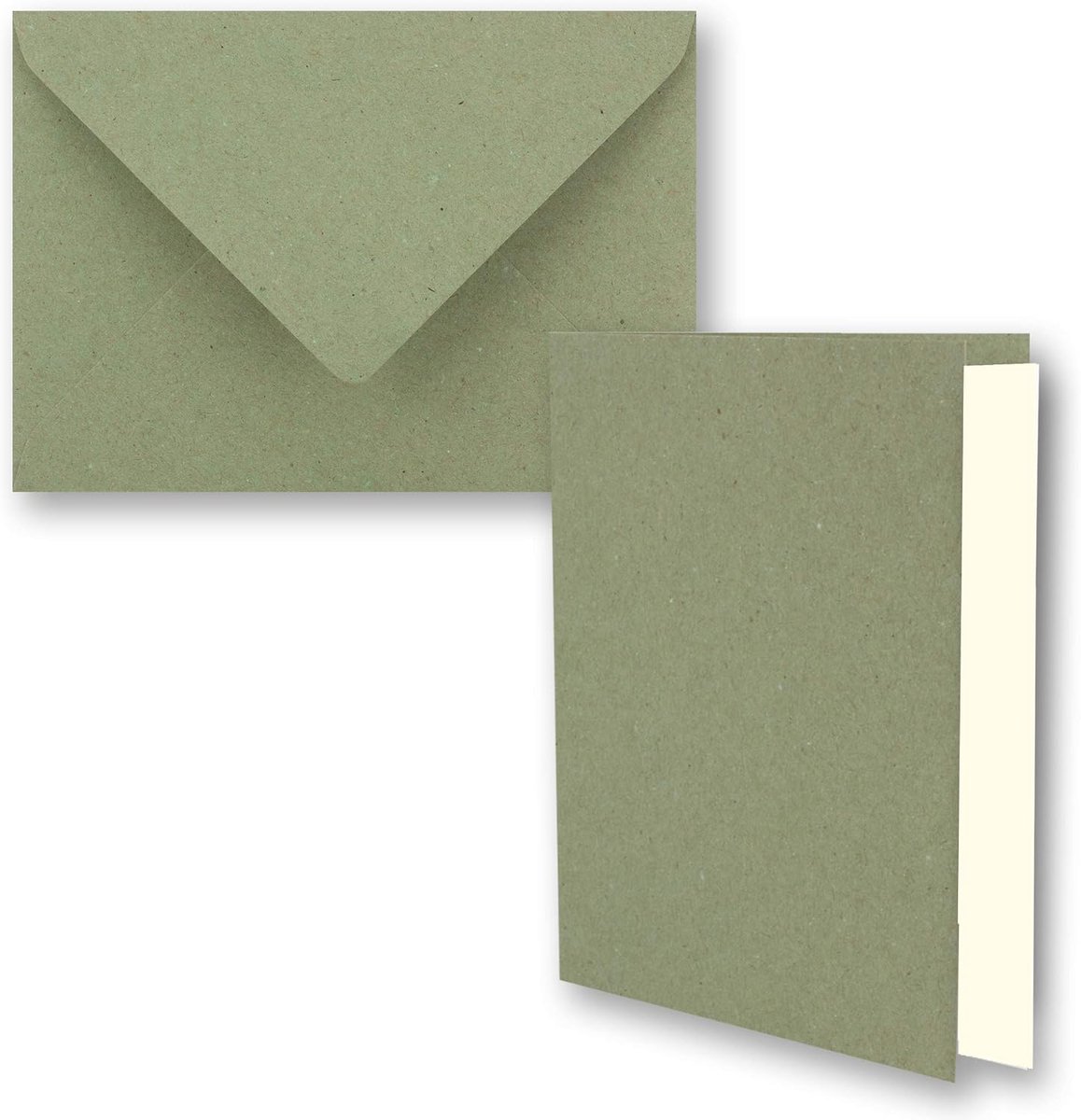 25 x groen vintage kraftpapier vouwkaarten set met enveloppen en inleggers DIN A6 - 10,5 x 14,8 cm - groen - recycling - blanco