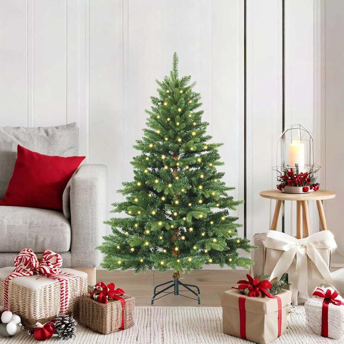 Kunstkerstboom met 150 leds, groen, 120 cm, PE en pvc, kunstkerstboom voor feestelijke evenementen, restaurant-decoratie, kerstmarkt en als familiecadeau 3397519