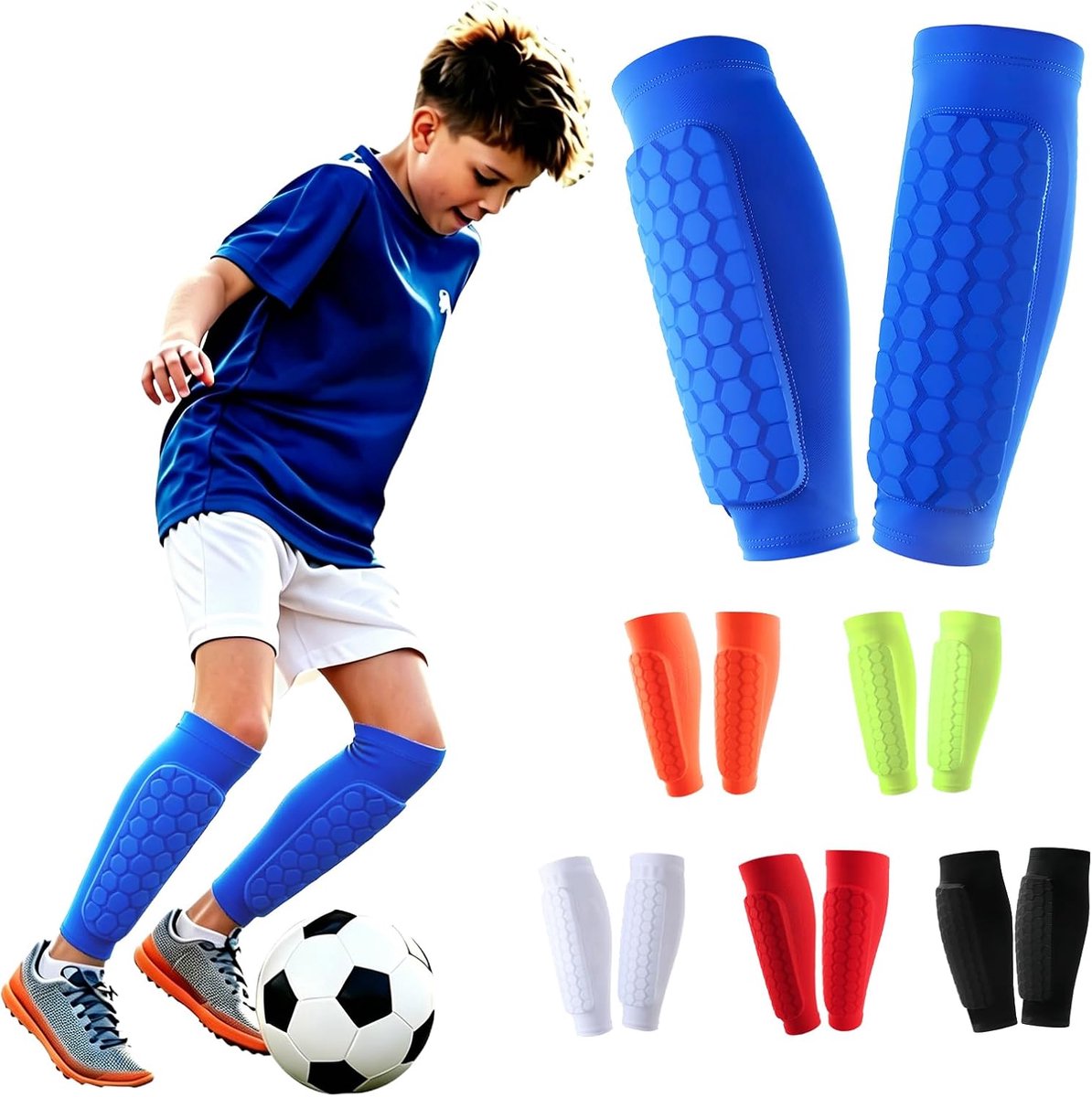 Scheenbeschermers voor kinderen, ademend en schokabsorberend, voor jongens en meisjes, ideaal voor voetbal, basketbal, fietsen, wandelen