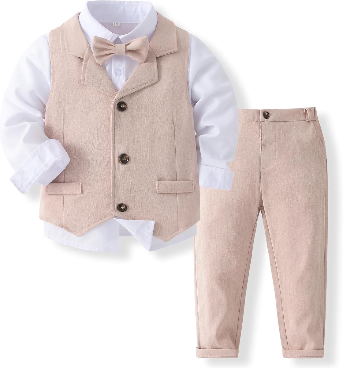 pak set voor baby's en peuters, gentleman met vest met vlinderdas, jurk, hemd, broek, bruiloftspak voor kinderen
