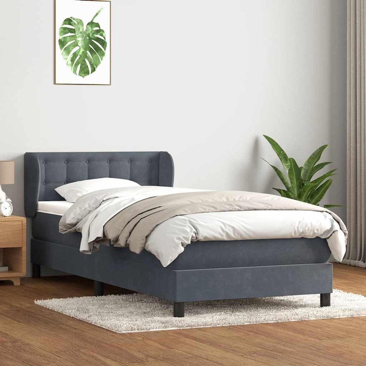 Boxspring met pocketveringmatras donkergrijs 80x210 cm