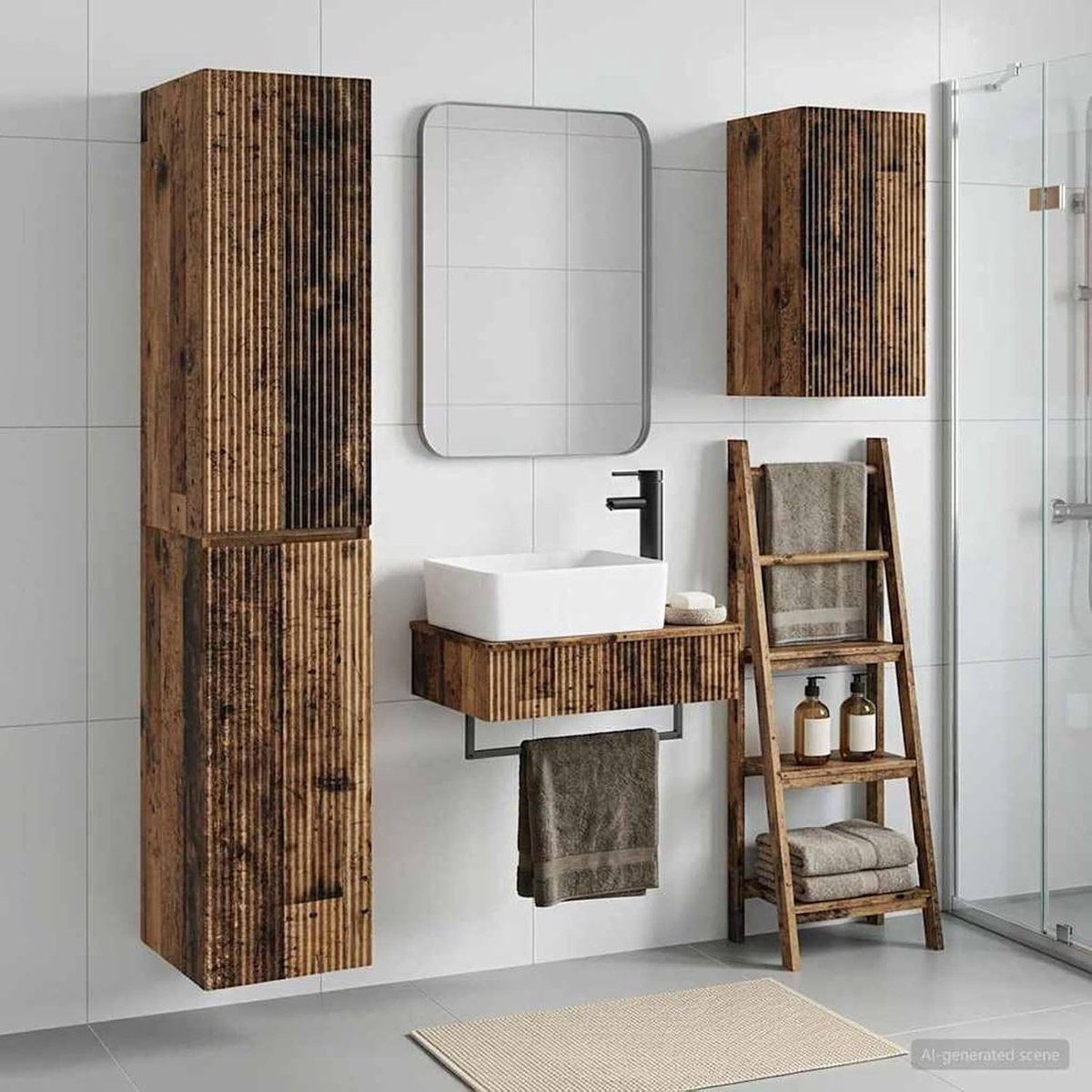 Badkamermeubelset 3 STK. Oud hout 33x34,5x160 cm3406061