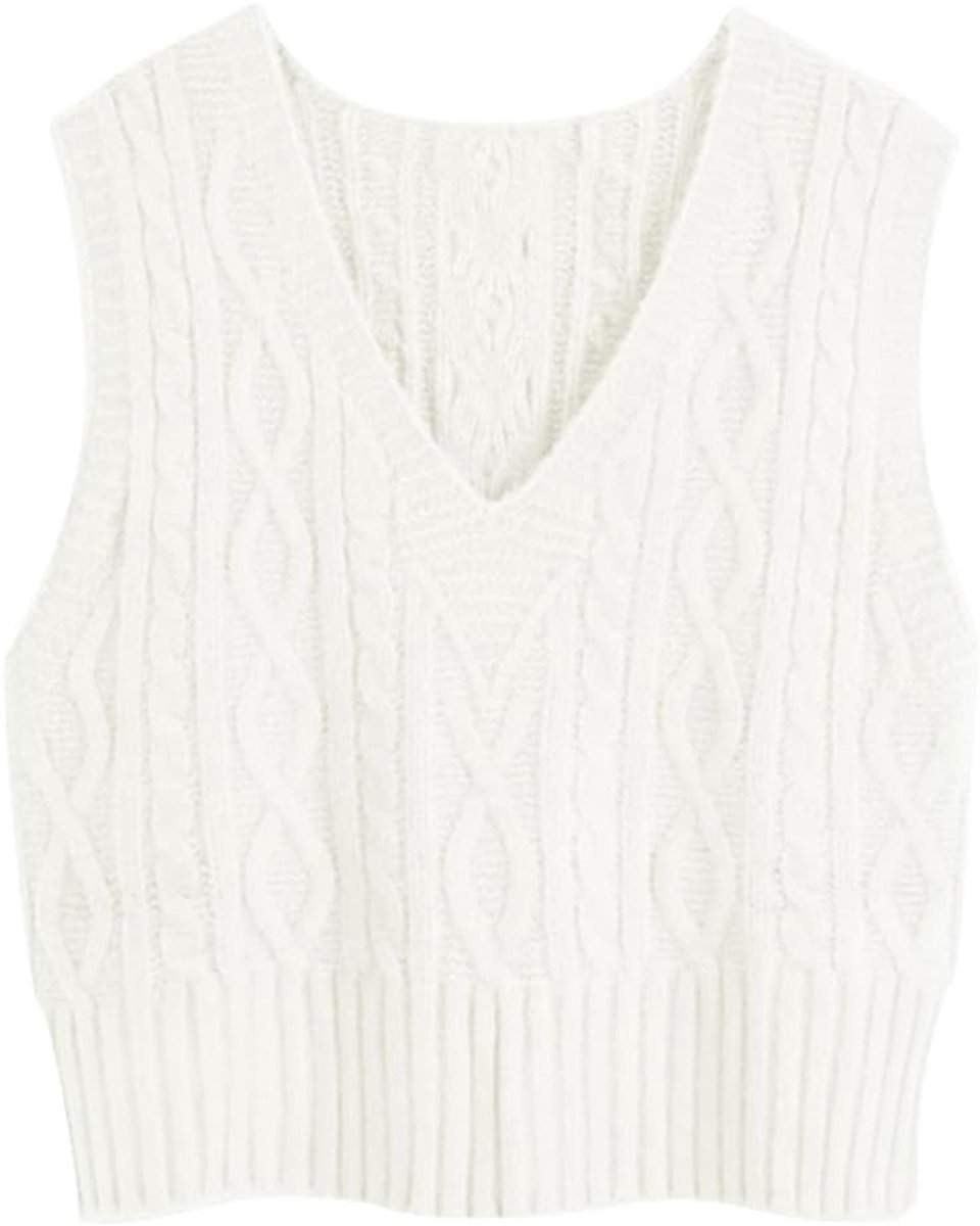 Trui voor dames, mouwloos, V-hals, gebreid vest, pullover, elegant, gebreide trui, casual, voor herfst en winter
