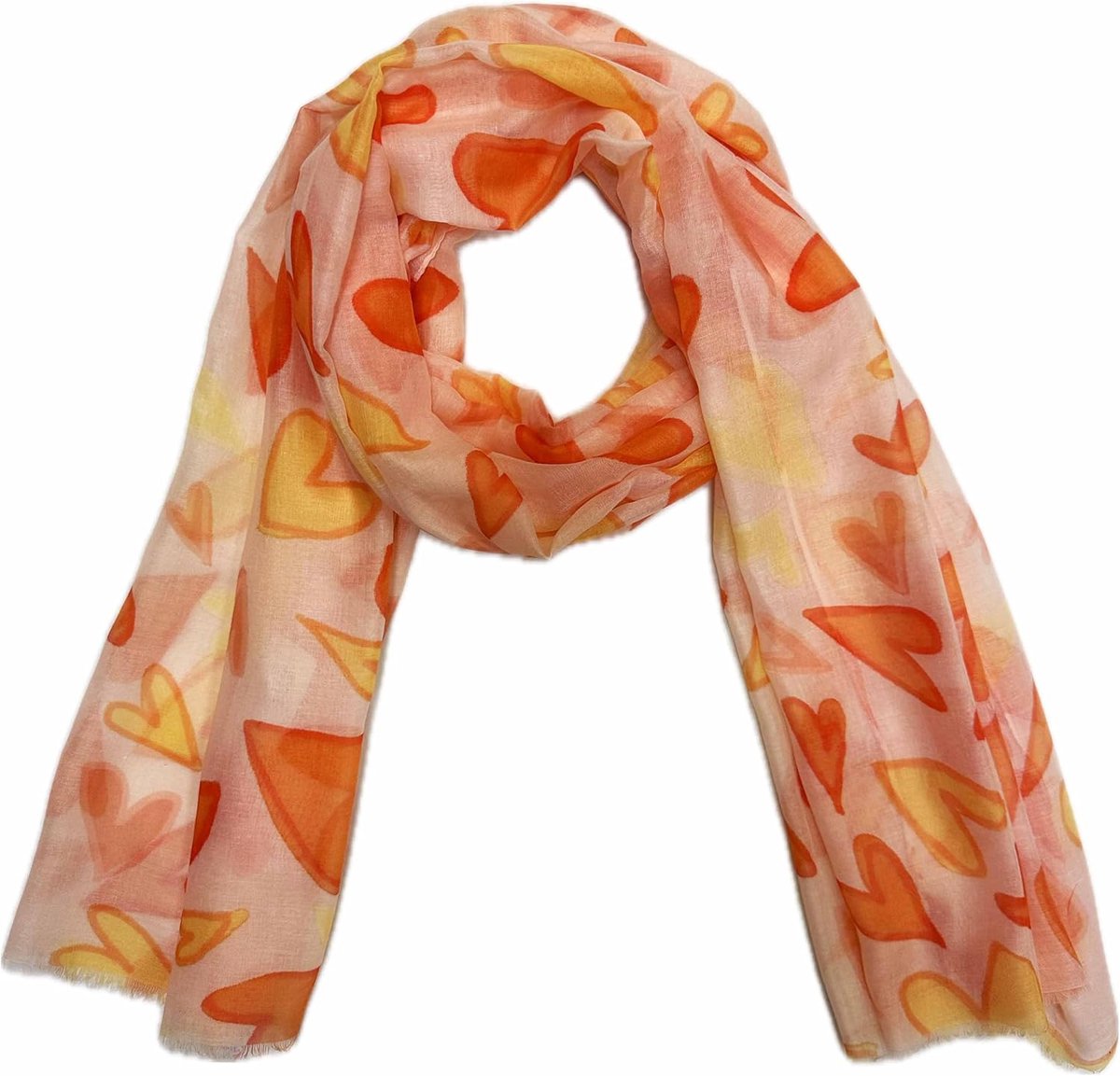 Sjaal van zijdemix met hartjespatroon doek zomer lente herfst halsdoek stola doek overgangssjaal katoen liefde liefde