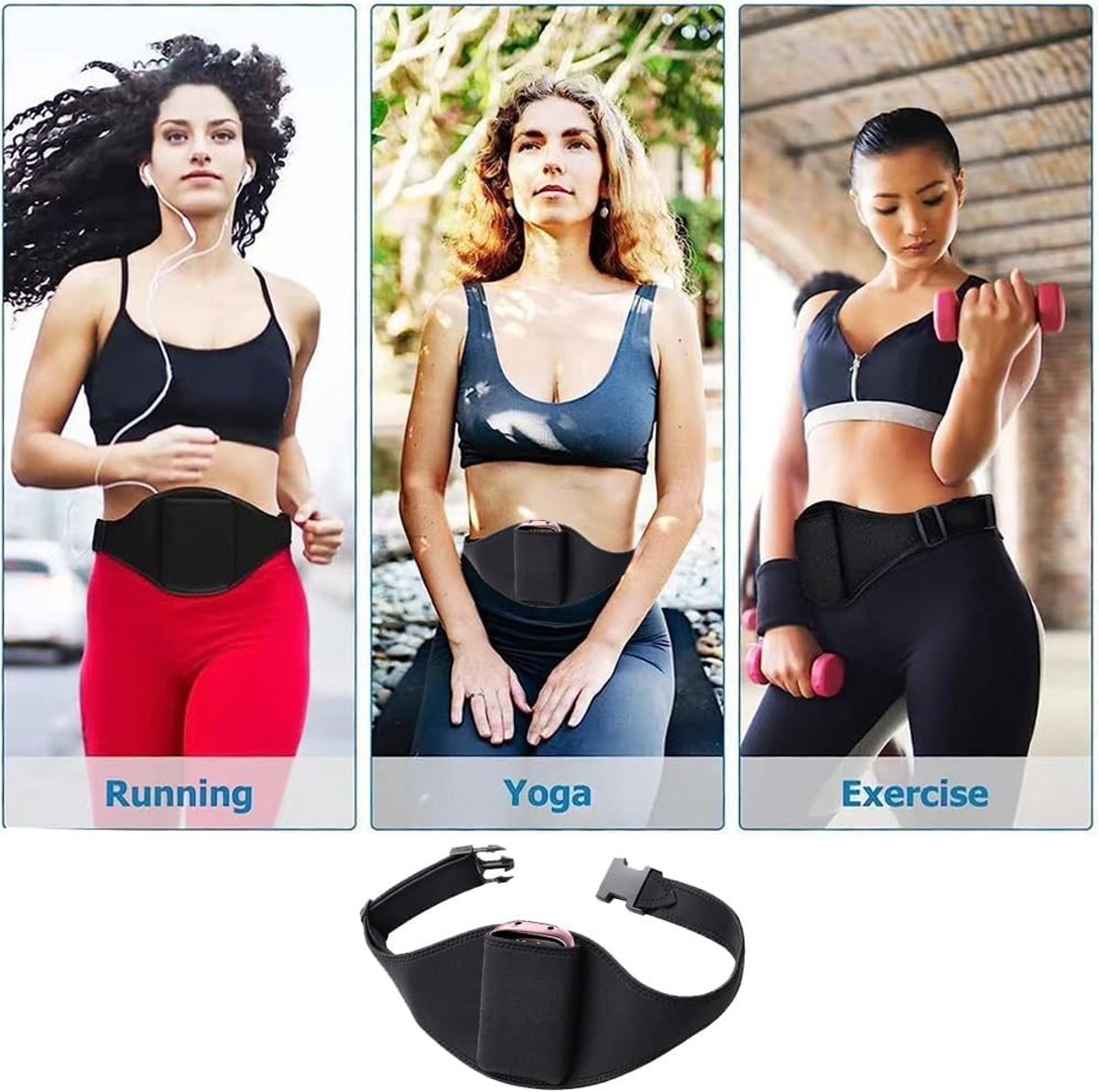 Verstelbare microfoon-heuptas, microfoonriem, draagtas voor fitness-leraren, hardlopen, riemtas, luidspreker, zwart