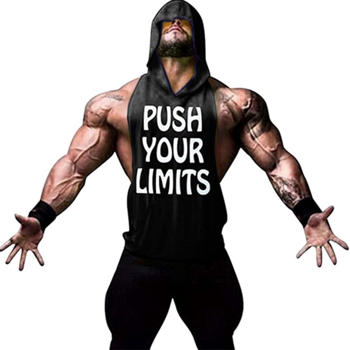 Tanktop voor heren, mouwloos spiershirt, bodybuilding, gym, workout, sport, T-shirt, hoodie met zak