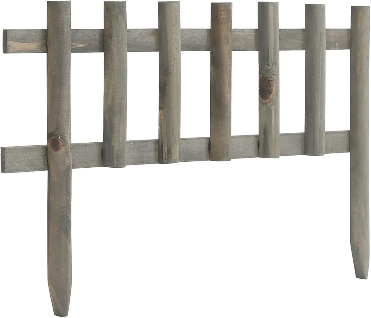 10 x tuinranden, gazon, barrière, terras, buiten, hek, moestuin, gazon, decoratie, duurzaam, dennenhout, 4,4 m, grijs