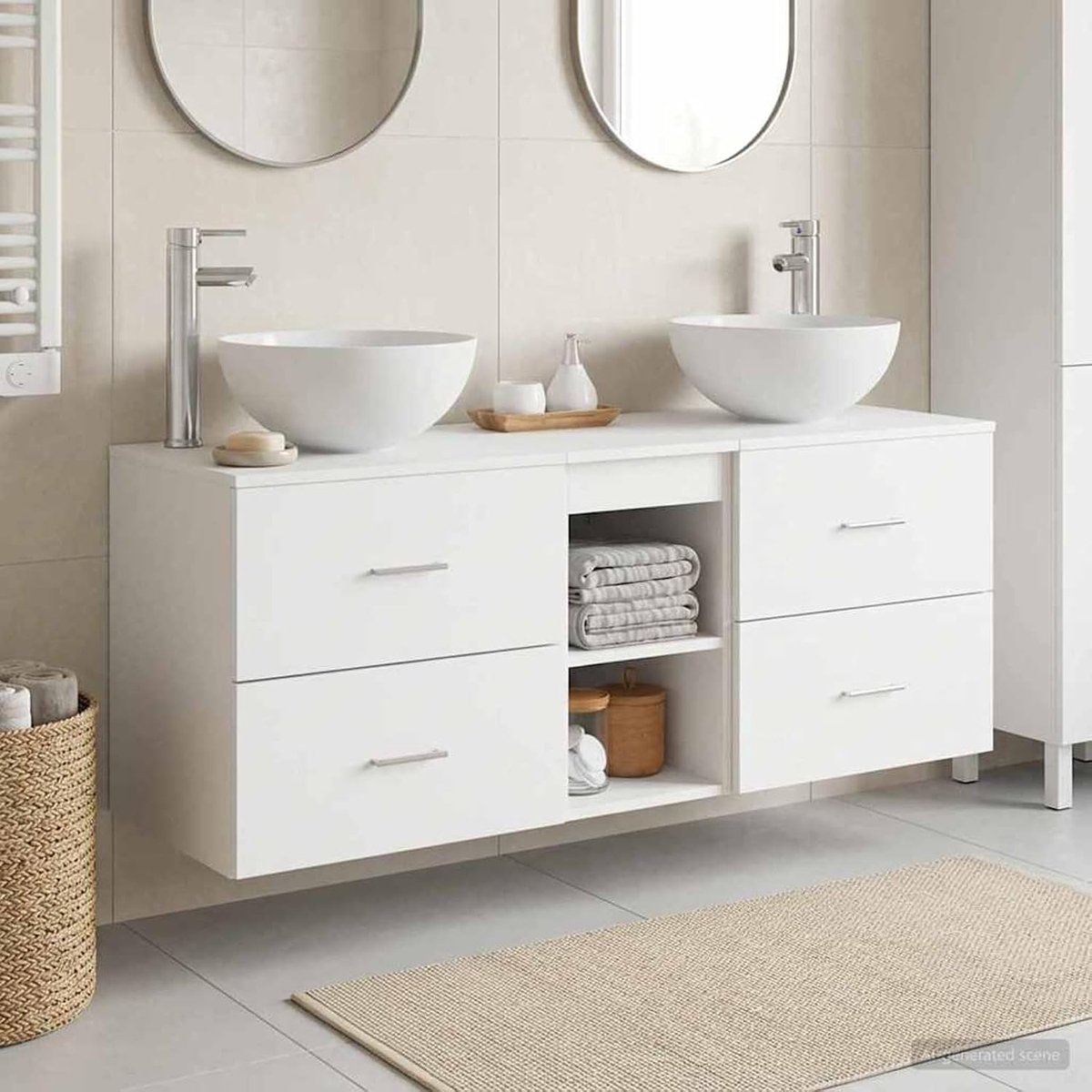 3-delige badkamerkast set wit wandmontage 2 laden 49 5x35x63cm