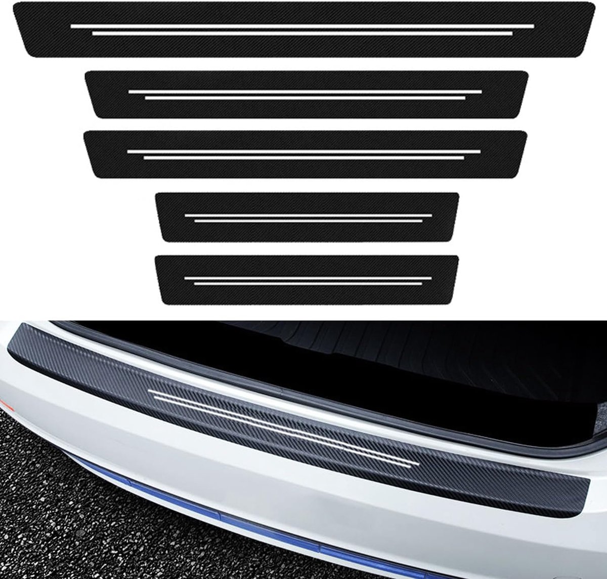 9 stuks universele stickers voor autodeurdrempels, instaplijsten voor deuren, instaplijsten van koolstofvezel, krasbestendig, geschikt voor de meeste auto's
