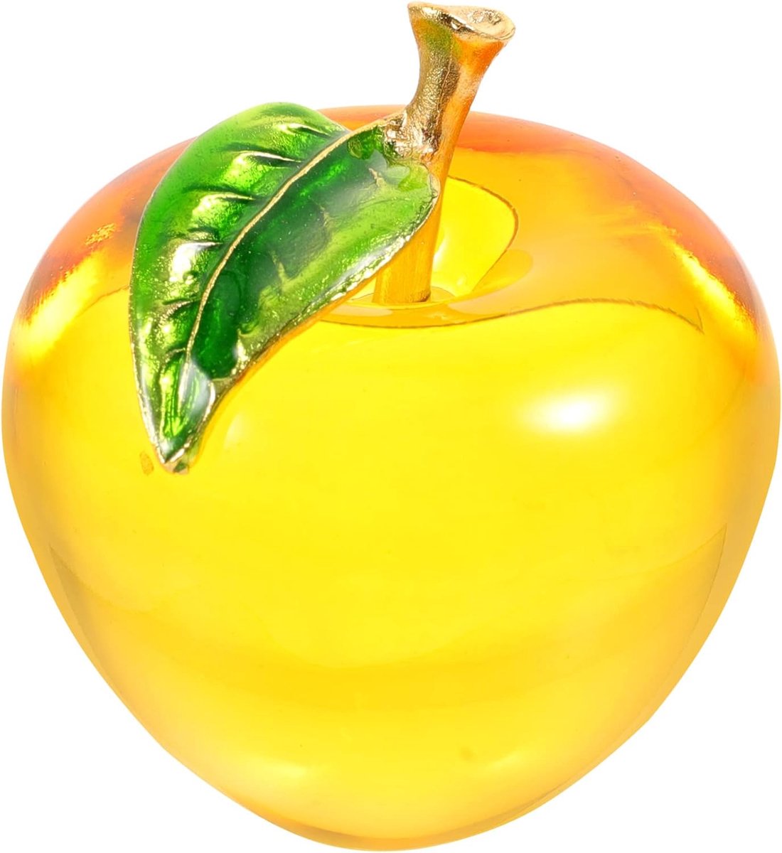 Appels van kristalglas, fruitbeeldje, decoratief, schattige decoratieve collectie, kantoorfiguur, voor de decoratie van het huis, vakantiegeschenken, geel