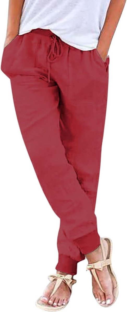 Broek Vrouwen Zomer Brede Hoge Taille Vloeiend Bohemian Losse Rechte Katoen Casual Lichtgewicht met Zakken Chic Strand Mode A258