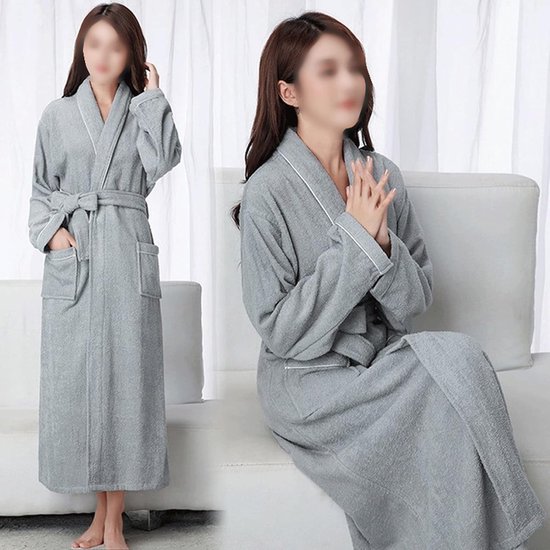 Gewaad Katoenen Badstof Badstof Extra Lange Gewaden Zachte Badjas Vrouwen Nachtjas Nachtkleding Mannelijke Toevallige Thuis Badjas Nachtkleding good — afbeelding 5