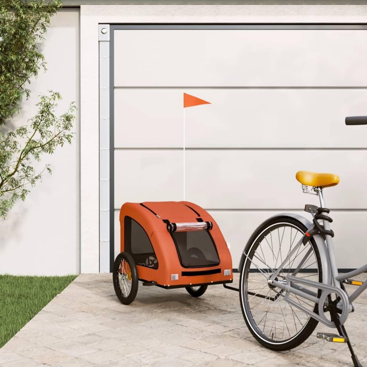 Hondenfietskar, fietsaanhanger voor honden tot 45 kg, transportaanhanger voor grote honden, inklapbare hondenaanhanger, terrein-tochttransporter voor veilige ritten