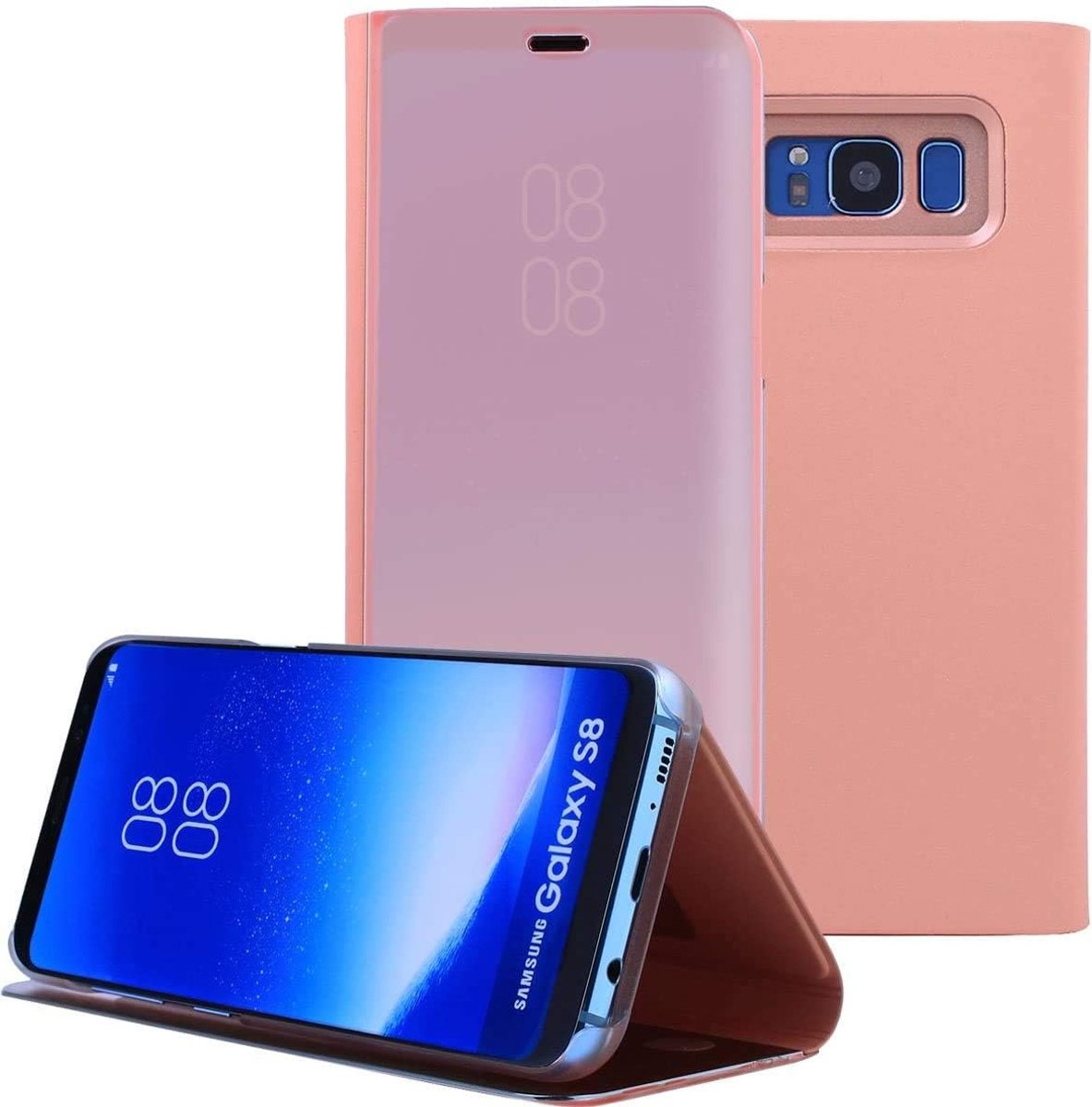 Beschermhoes voor Samsung Galaxy s8 Plus, met klapstandaard, Clear View Cover Flip Case (rood)