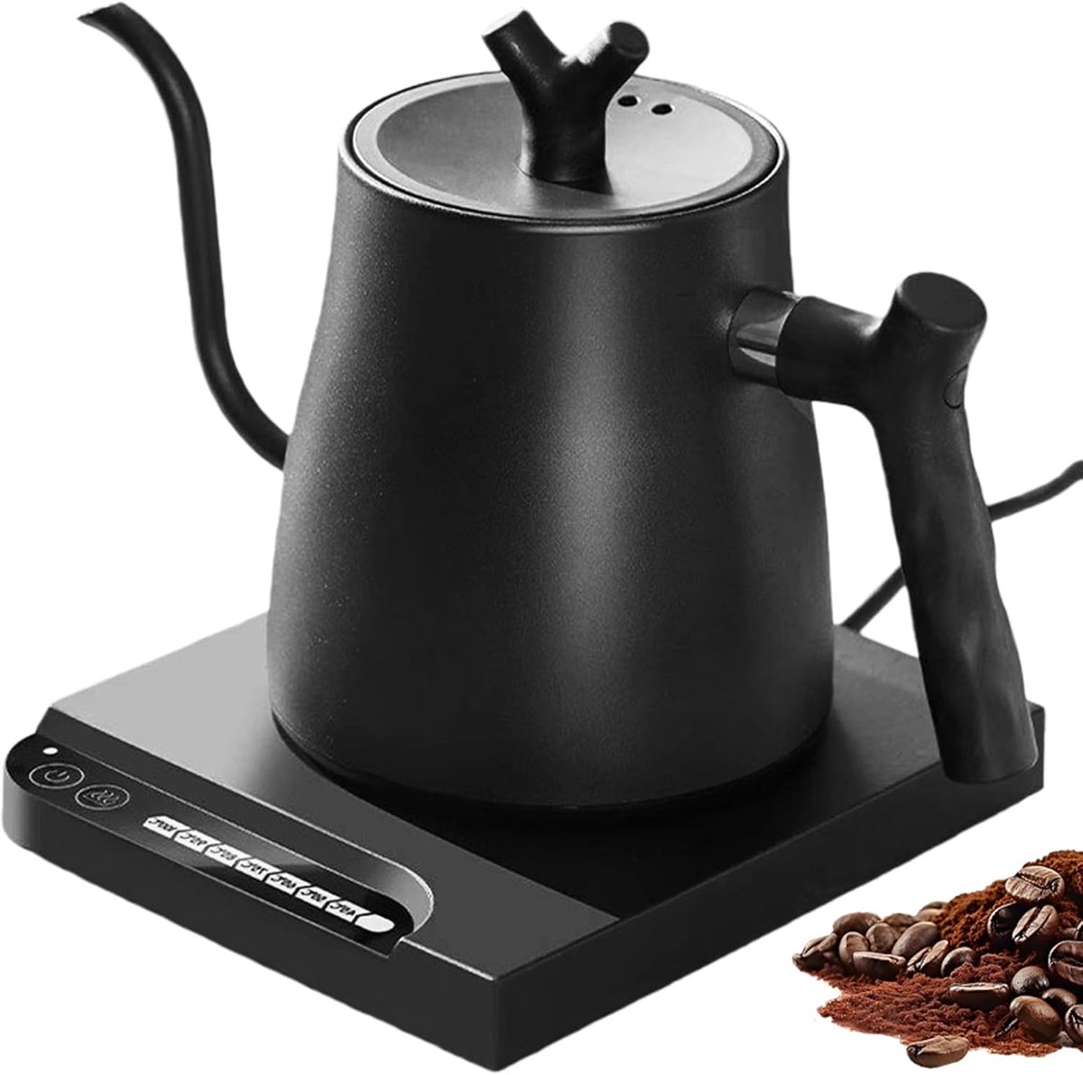waterkoker, 1 liter, zwanenhals, 45-100 °C, intelligente temperatuurregeling, 1000 W, elektrische theekoker voor thuis en koffiebereiding, zwart