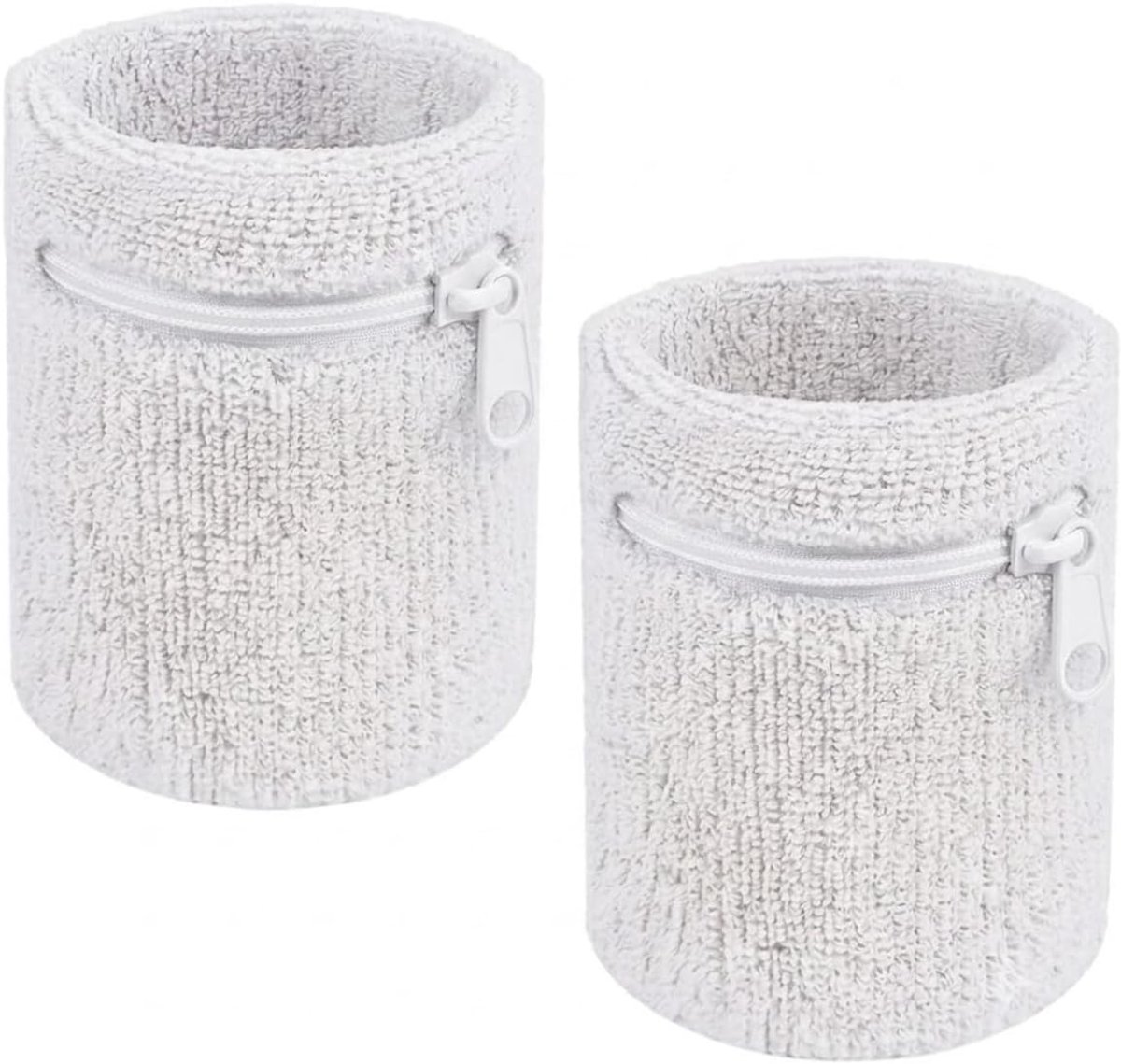 1 Paar Witte Frotte Sport Polsband, Lange Zweetband Ademend En Zacht, Ideaal Voor Hardlopen, Tennis, Basketbal En Fitness, Elastische Polsbeschermer Voor Dames En Heren