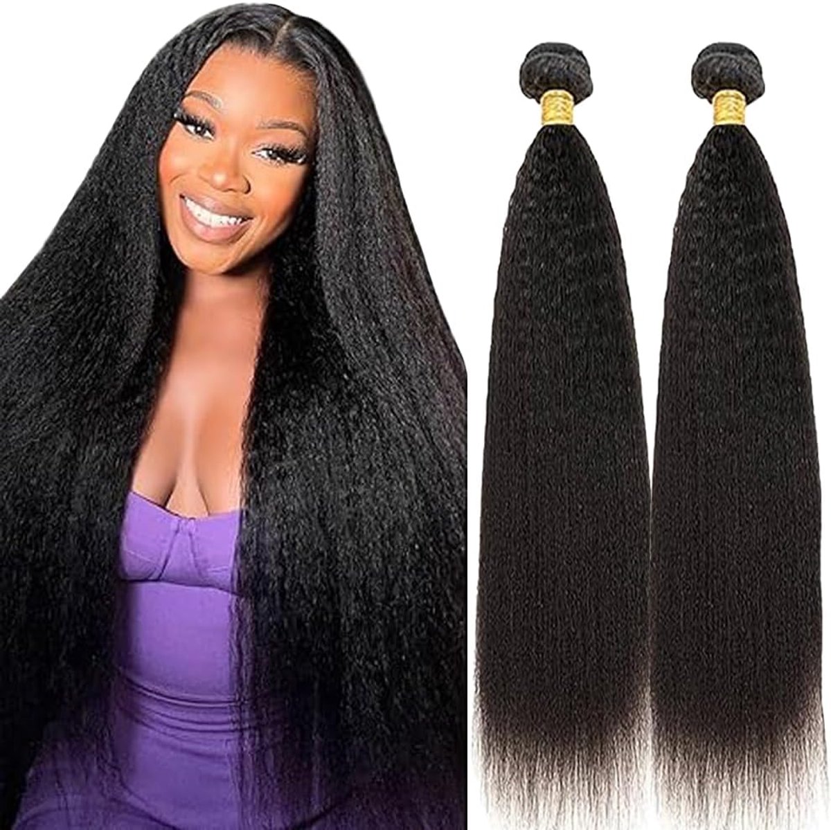 Straight Human Hair Bundles Sew in Hair Natural Black Real Hair Extensions 2 Bundles Unprocessed Human Hair Minimal Smell Low Shedding for Women 22 22 Inch