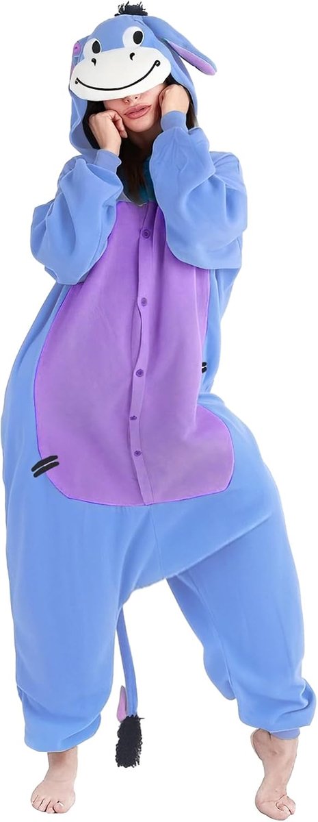 Onesie kostuum pyjama jumpsuit volwassenen met capuchon dier pyjama slaapoverall kleding outfit fleece sleepwear overall voor dames heren cosplay verkleedkleding carnaval party Halloween