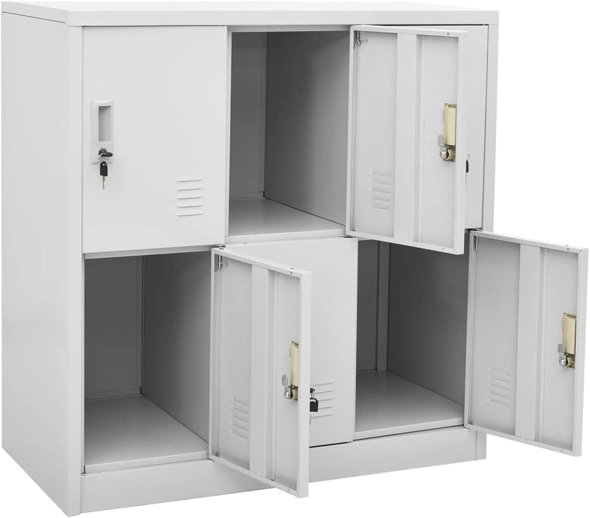 Kluisjes met sleutel, bureaukast, opbergkast, metalen kast, archiefkast, archiefkast, archiefkasten, 2 stuks, lichtgrijs 90 x 45 x 92,5 cm, staal