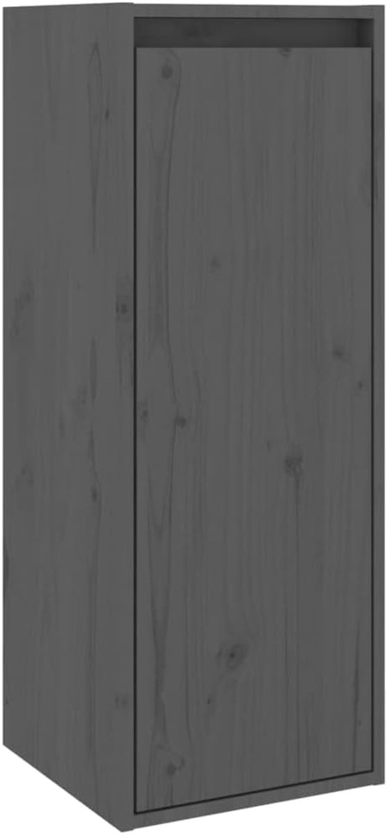 Wandrek voor badkamer, keukenrek, wandplank, wandkast, grijs, 30 x 30 x 80 cm, massief grenen, voor keuken, balkon, slaapkamer, badkamer
