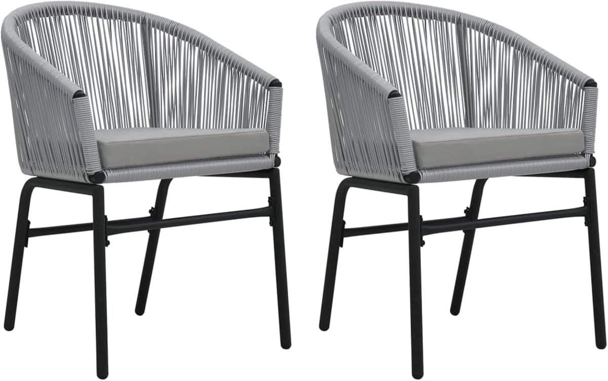 Tuinstoelen, weerbestendig, eetstoel, rotanstoelen, relaxstoel, balkonstoel, tuinmeubelen, rotanmeubelen, antraciet, PVC, rotan, 58 x 58 x 78 cm, 2 stuks