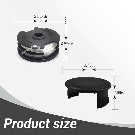 Spoelen voor LIDL Parkside, met 2 doppen, nylon draden vervangingsspoel voor LIDL Parkside trimmer grastrimmer PRTA 20-Li A1, B2, C3; PRT 550 A1, A3; PRT 300 A1 - 2x4m — afbeelding 2