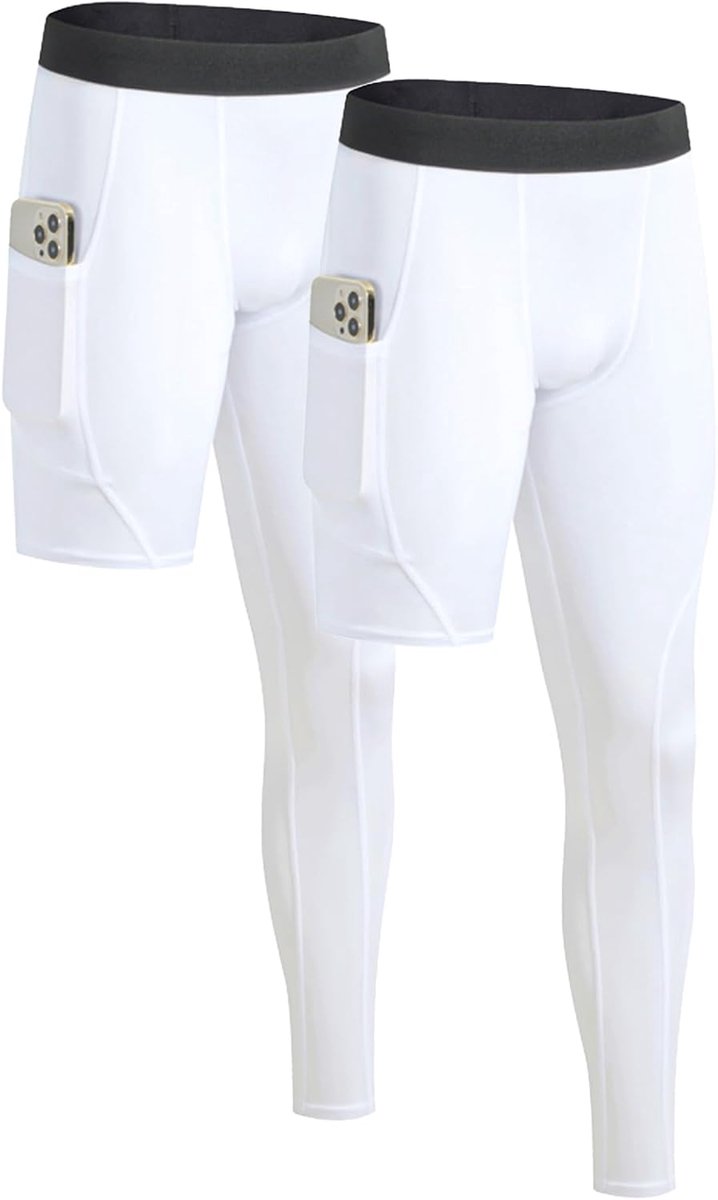 compressiebroek met enkele benen met sportzakken, loopbroek, basketbal, ademend, sneldrogend, trainingsbroek, fitness, hardlopen