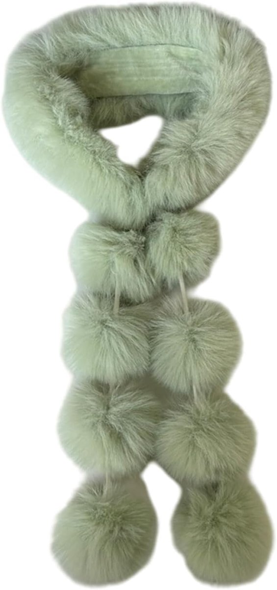 Wintersjaal voor dames, 140 cm lange bontsjaal met pompons winter-pluche sjaal, kunstbont, sjaal van imitatiebont, wintersjaal, warme nekwarmer voor avondjurk, mantel