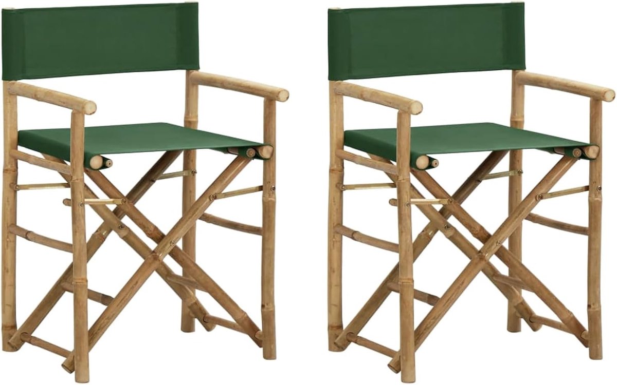 Kinderstoel, 2-delig, voor tuin, balkon, terras, met armleuningen, tuinmeubelen, bamboe en stof, groen