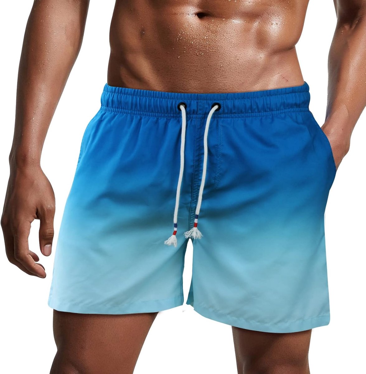 herenzwembroek, sneldrogende korte strandbroek, korte surfbroek met voering van gaasstof