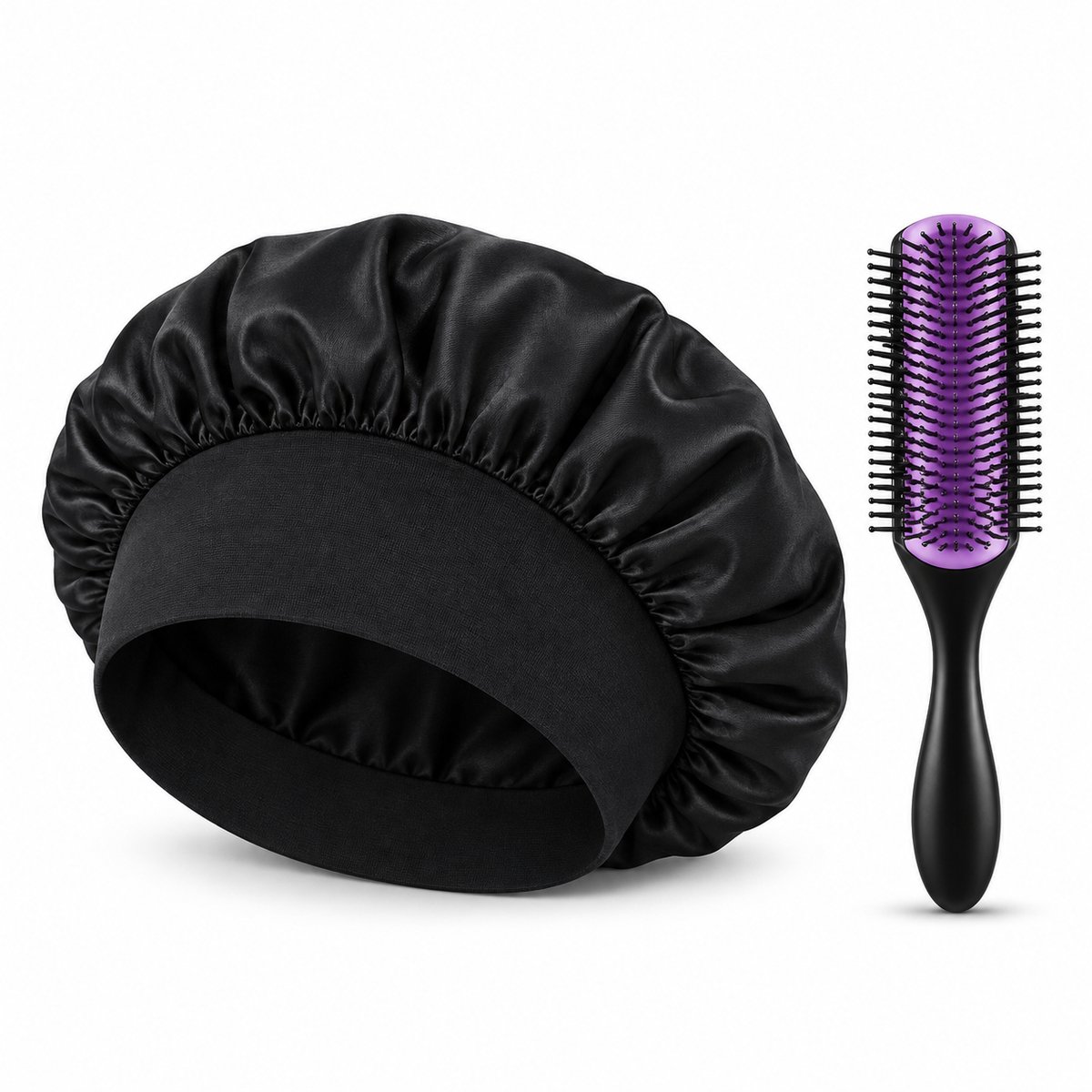 Professor Q Haarverzorgingsset - Bonnet Zwart - Purple Black Borstel