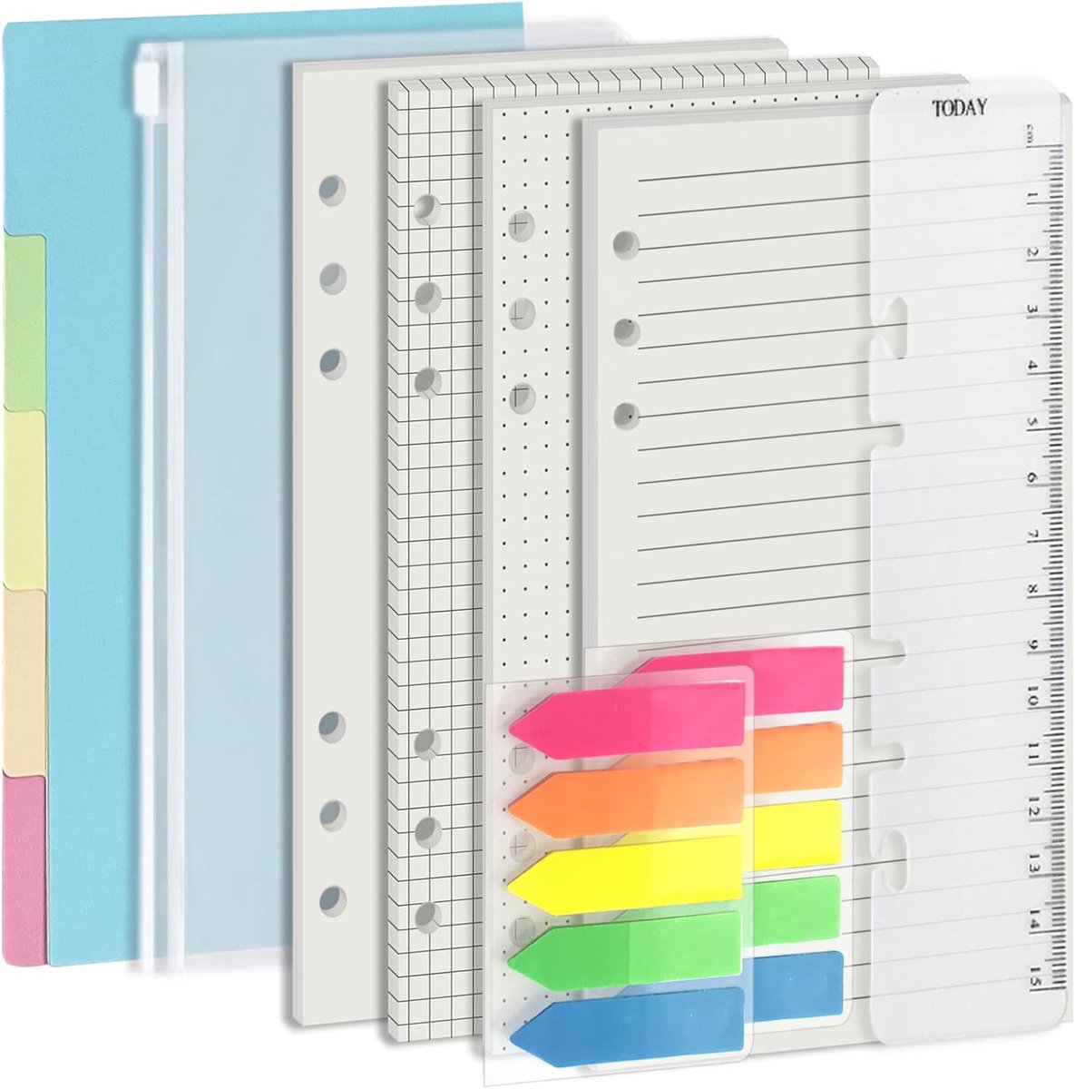 mit Papiertrenner und Geschenk, nachf眉llbar f眉r Filofax-Nachf眉llpackungen,Harphia,6-Ringbuch-Nachf眉llpackung,Punkt,Linie,Gitter,Normal,80 Blatt/160 Seiten f眉r Premium 100 GSM St盲rke