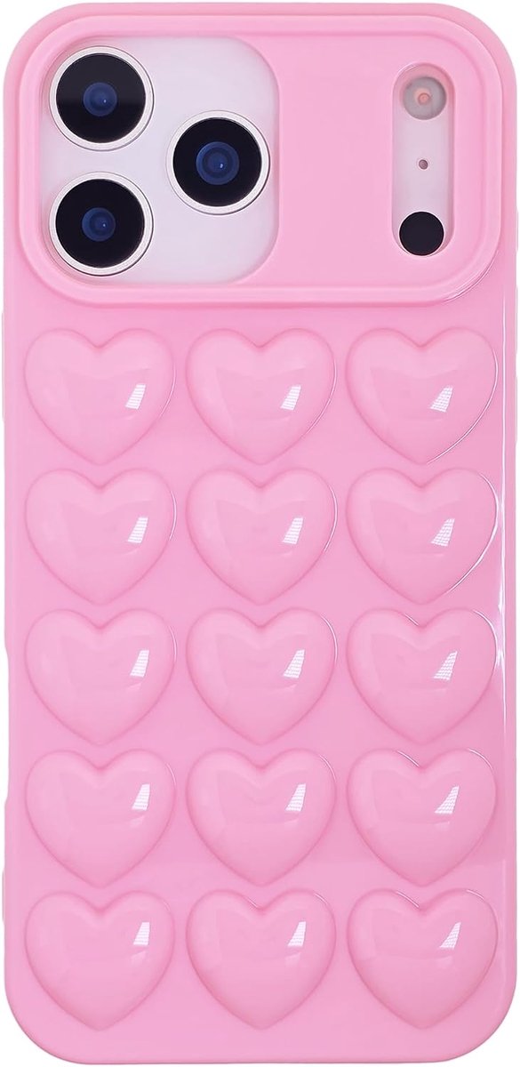 iPhone Air Hoesje voor vrouwen, 3D Pop Bubble Heart Kawaii Gel Cover, Schattig Meisje voor iPhoneAir 6,5 inch - Roze