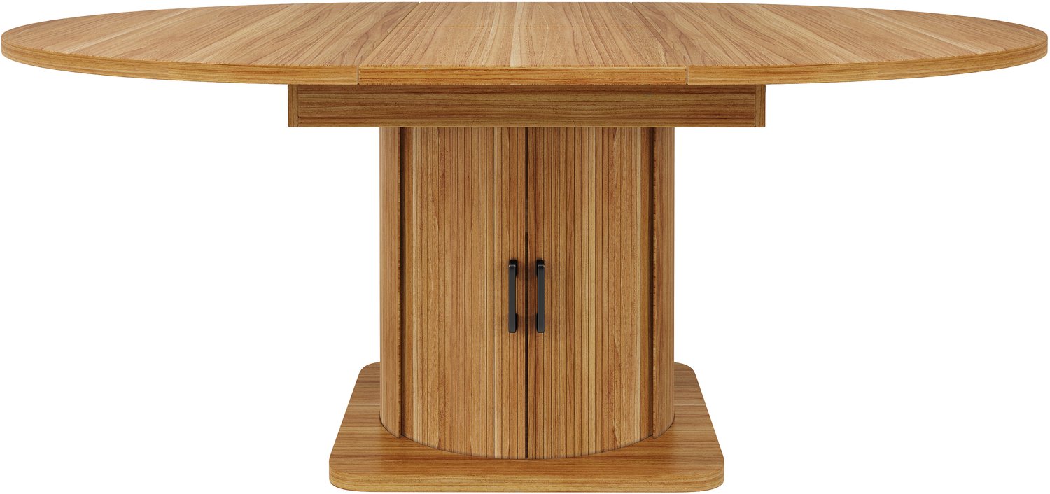 SONNENH Uitschuifbare ronde eettafel - Ø118 tot 158 x 118 cm - Met 2 deuren en 1 lade - Donkerbruin Donkerbruin houtlook
