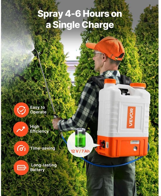 Accu Rugzaksproeier Met Wagen - 15 Liter Tank - 94 PSI Druk - Kunststof - Voor Tuin En Reinigen — afbeelding 4