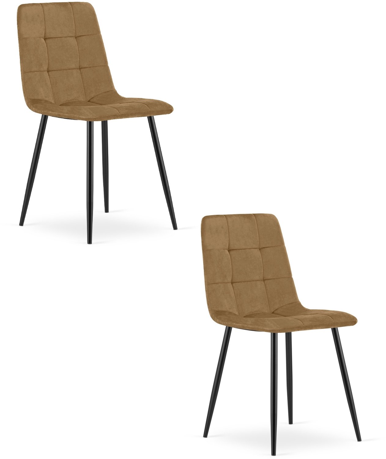 LEOBERT KARA Eetkamerstoelen – Set van 2 – Zwart Velvet – Zwarte Metalen Poten – Comfortabele Ergonomische Zitting – Modern Design – Velvet Stoel voor Woonkamer, Keuken en Eetkamer – Max. 110 kg per Stoel