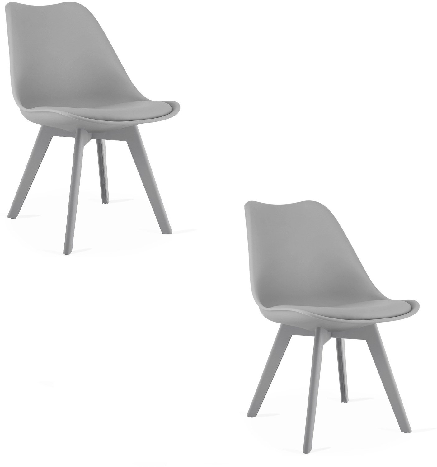 LEOBERT MARK Eetkamerstoelen – Set van 2 – Grijs Kunststof met Kunstleren Zitkussen – Kunststof Poten – Comfortabele Zitting – Modern Design – Moderne Stoel voor Eettafel, Keuken en Eetkamer